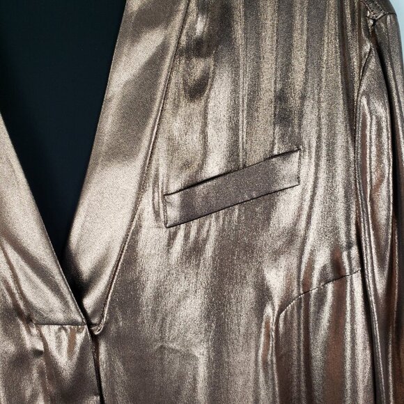 Brunello Cucinelli NWT Metallic Copper Silk Blouse Menswear Style Womens Size XL - Picture 6 of 15